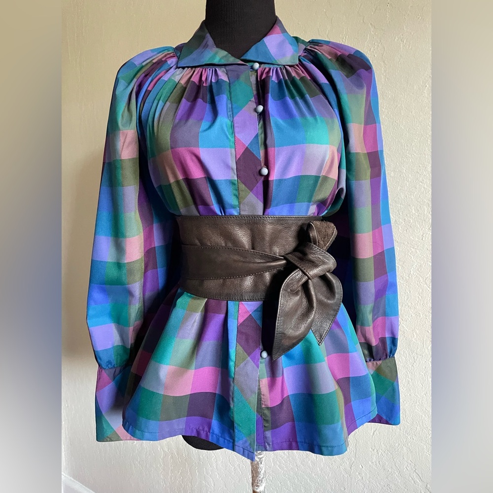 Vintage Colorful Plaid Women's Top